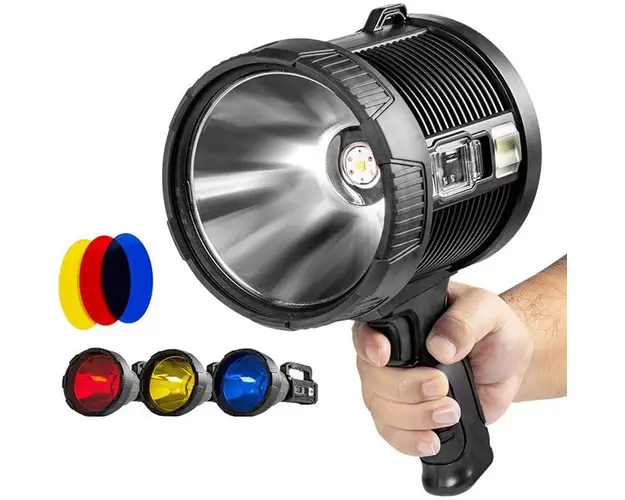 Lanterna solara Led, portabila, 6 moduri de lumina, 3 filtre de culoare