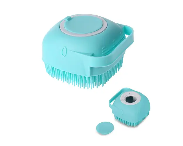Burete de baie din silicon, Mini Soft Brush, cu rezervor pentru gel de dus / sampon