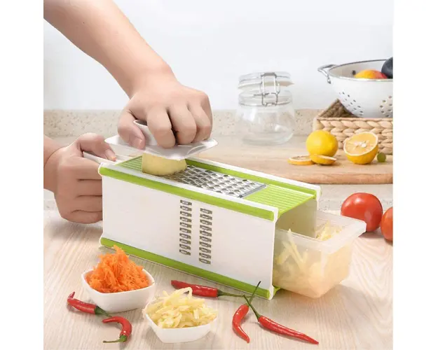 Razatoare multifunctionala cu recipient, Multi Purpose Grater, Alb/Verde