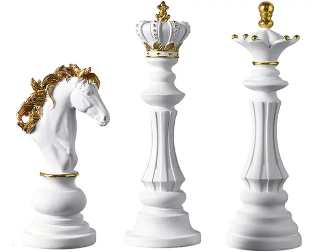 Pachet Statuete Sah Premium: Ornamente Regi, Dame, Calareti - decoratiuni casa din rasina