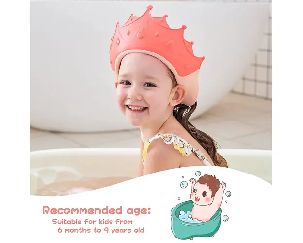Palarie de protectie pentru baie, reglabila, protejeaza ochii copiilor de sampon