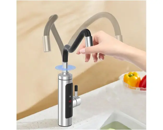 Robinet electric instant din inox, cu cap flexibil, display digital si rotire 360 grade, 3000W
