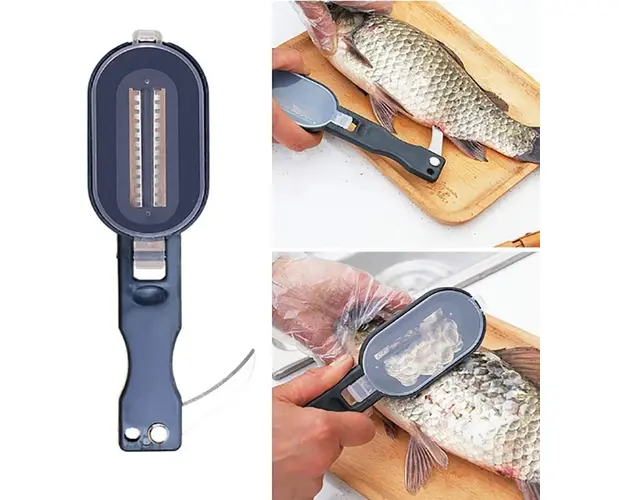 Curatator solzi de peste, spatiu pentru colectarea solzilor cu capac, 17 cm
