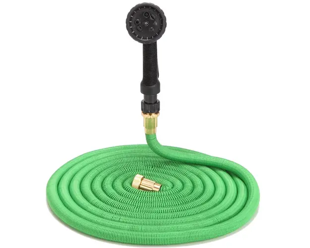 Furtun extensibil pentru gradina, racord metalic, cu cap de udat cu pulverizator reglabil, Magic Hose 22.5, 30 sau 45m