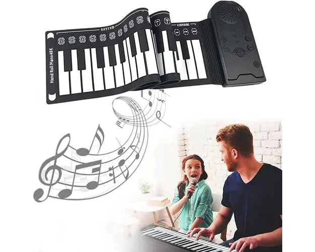 Pian portabil si pliabil cu 49 taste, pentru copii