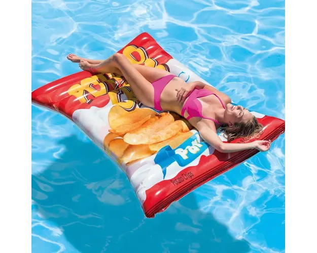Saltea gonflabila pentru piscina, Intex 58776 potato chips, multicolor, 178 x 140 cm, pentru adulti si copii