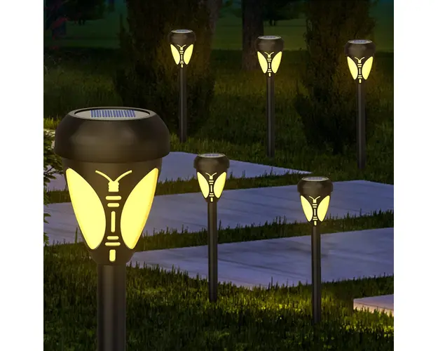 Set 2 lampi solare LED pentru exterior sub forma de fluture pentru gradina