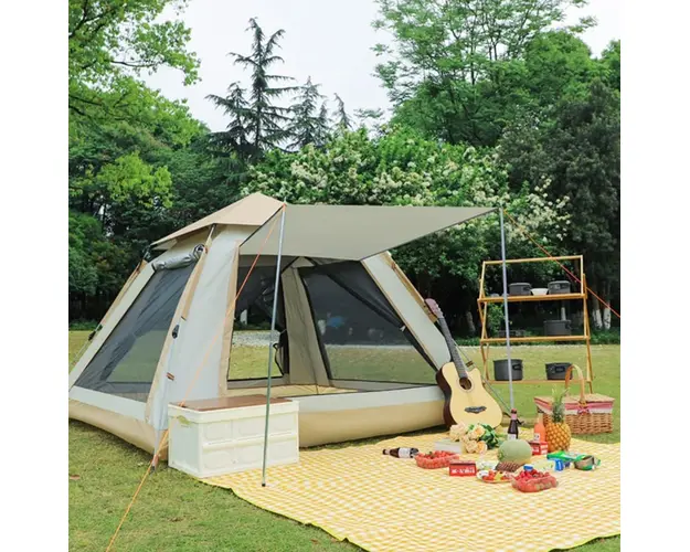 Cort camping 4-5 persoane, impermeabil, protectie UV, 4 usi
