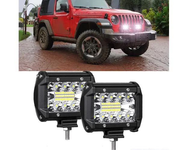 Set 2 Proiectoare LED Auto Off Road, 20 LED-uri, 60W, Dreptunghiulare