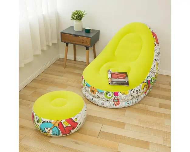 Scaun gonflabil cu taburet, model grafitti 116 x 96 x 83 cm