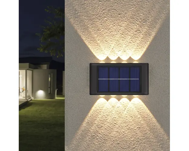 Set 2 lampi solare de perete cu iluminare sus si jos 8 leduri