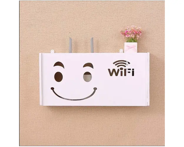 Suport router wireless pentru mascare fire si echipament WIFI, alb