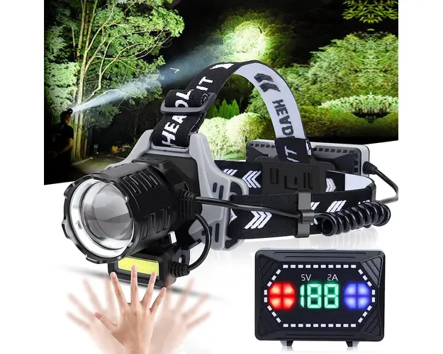 Lanterna de cap profesionala 30w cu led laser, super luminoasa, senzor de miscare, reglabila la 90'