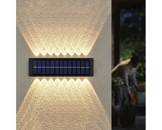 Set 2 lampi solare de perete cu iluminare sus si jos 16 leduri
