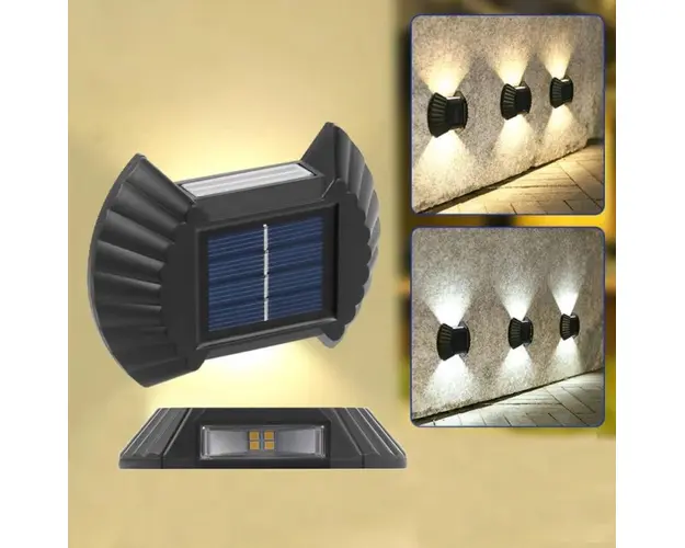 Set 4 lampi solare exterioare pentru perete, iluminare sus-jos