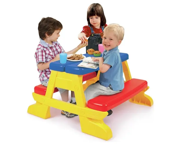 Masuta de picnic pentru 4 copii, 43 x 77 x 71 cm, maxim 35 kg, 2 ani+, Multicolor