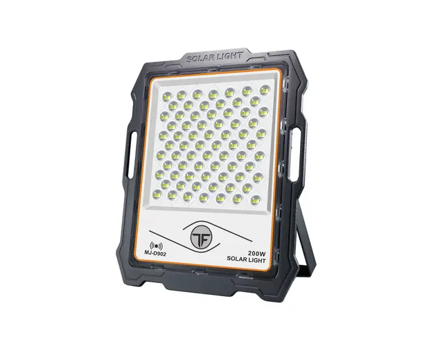 Proiector LED cu panou solar si senzor miscare, 100W-600W, 82-324 LED-uri, lumina alba, telecomanda