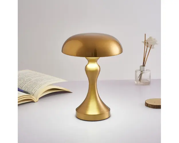 Lampa de birou din aluminiu, tip ciuperca, LED, potentiometru cu touch, incarcare USB