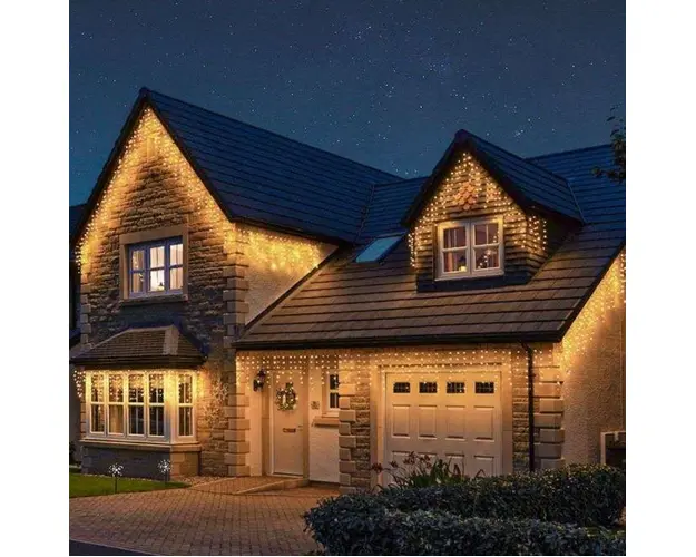 Instalatie pentru Craciun - franjuri, cu 200 LED-uri tip turturi, 8 metri, diverse culori