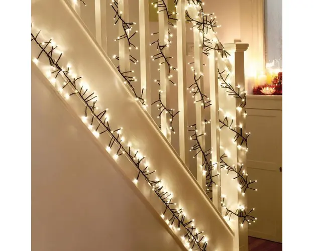 Instalatie Craciun liniara tip cluster, interior-exterior, 540 led, 12.8 m, diverse culori