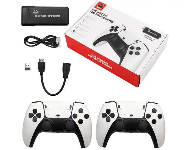 Consola tip stick cu jocuri retro, 20.000 de Jocuri Video, 9 emulatoare, 64 GB, 2 x controller Wireless 2.4GHz 4K Ultra game