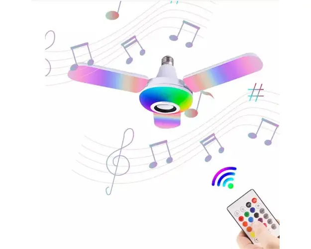 Bec cu 4 brate cu lumina multicolora, cu functie muzicala prin bluetooth, telecomanda inclusa