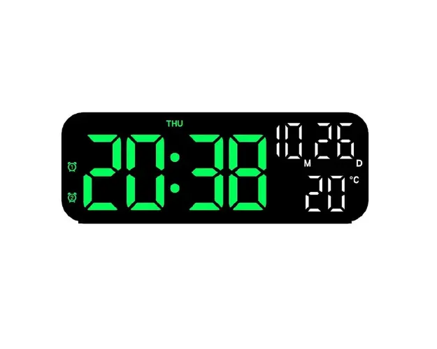 Ceas digital de perete cu afisaj LED, afisare temperatura si data, mod de noapte, ceas de masa, ceas electronic cu LED, 12H, 24H.