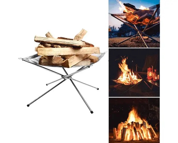 Semineu portabil din otel inoxidabil pentru camping, picnic, plaja