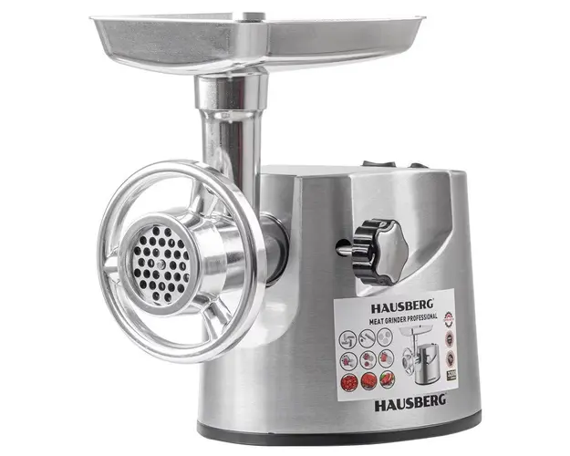 Masina tocat profesionala Hausberg HB-3445, 3200W, 2Kg/min, Impingator legume, Carcasa aluminiu, Motor cupru