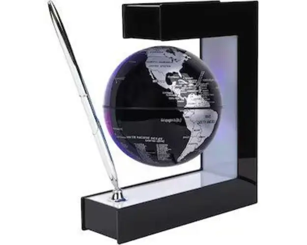 Glob pamantesc magnetic plutitor cu iluminare LED forma C cu Pix 17.3 cm x 19.5 cm x 5 cm