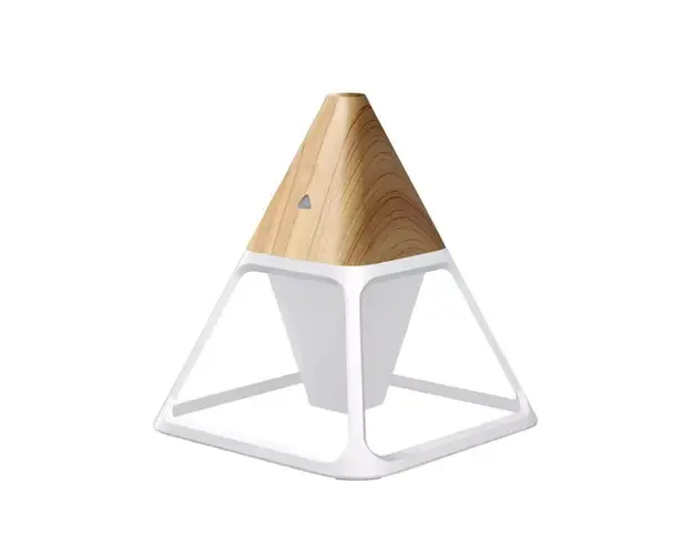 Umidificator cu ultrasunete in forma de piramida, capacitate 140 ml, telecomanda