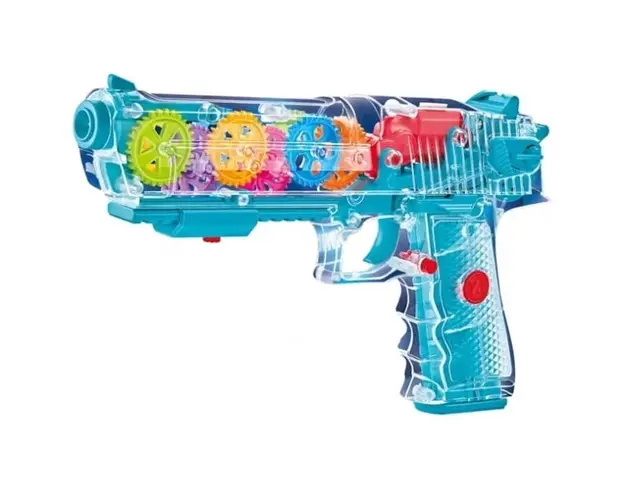 Pistol de jucarie cu sunete şi lumini, carcasa transparenta