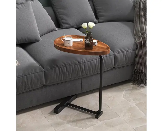Masuta de cafea design nordic cu picior metalic, maro, 40x30x70
