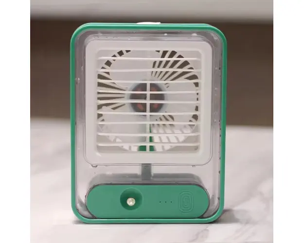 Mini ventilator portabil 3 in 1: racorire, umidificare si iluminare, incarcare usb + acumulator incorporat, 18 cm