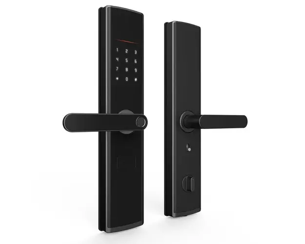 Yala incuietoare smart, Cititor amprenta, Panou Touch iluminat, Alarma, Sonerie, NFC, Card magnetic, Parola