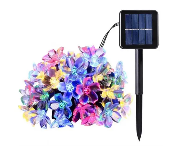 Instalatie solara 50 led, pentru exterior, model floricele, IP 44