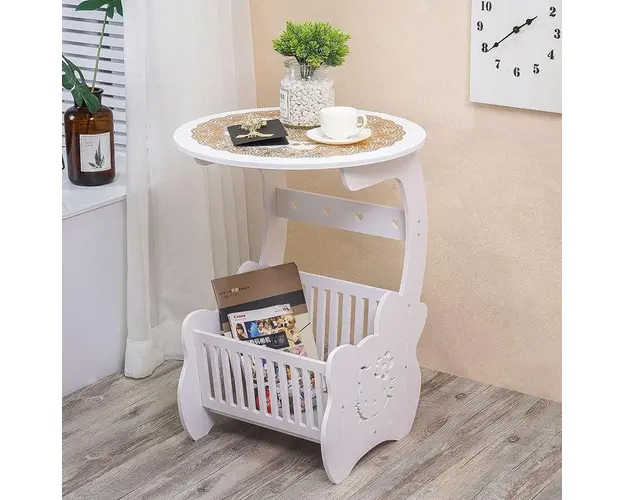 Masuta decorativa pentru cafea cu suport reviste si ziare, 28cm