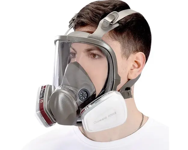 Masca de protectie cu ochelari pentru vopsit, gaze si praf, cu 2 filtre interschimbabile din bumbac KN95