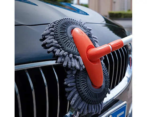 Mop cu cap dublu pentru spalat autoturisme, maner telescopic 3 sectiuni, rotire 360 grade