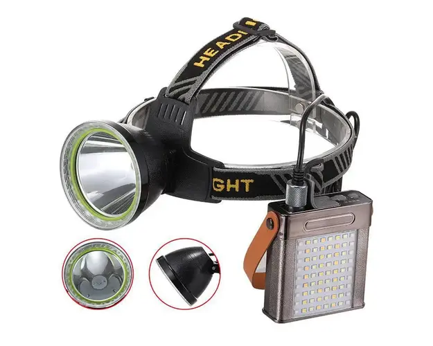 Lanterna de cap portabila cu lumina puternica si baterie de 20000mAh, cu LED laser alb pentru camping si lampa laterala cu functie de PoweBank