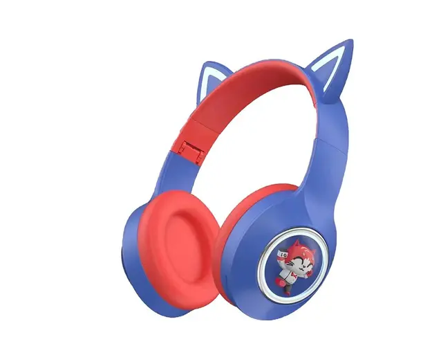 Casti wireless YDM56 model urechi de pisica cu eroi din desene animate, conectare Bluetooth