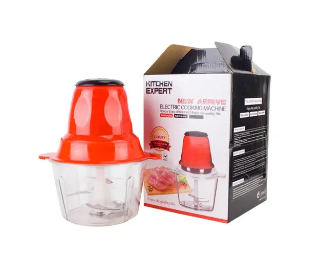 Tocator electric carne si legume, 4 lame inox, 2 viteze, capacitate 2 litri, bol sticla
