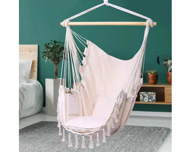 Hamac tip leagan suspendat, cu doua perne