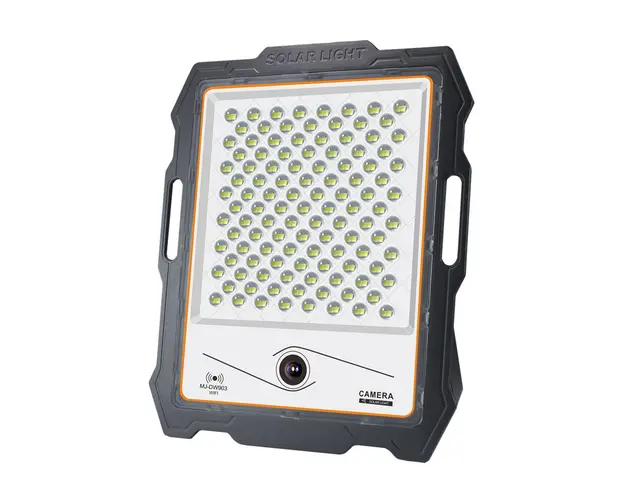 Proiector LED cu panou solar si senzor miscare, 100W-600W, 82-324 LED-uri, lumina alba, telecomanda