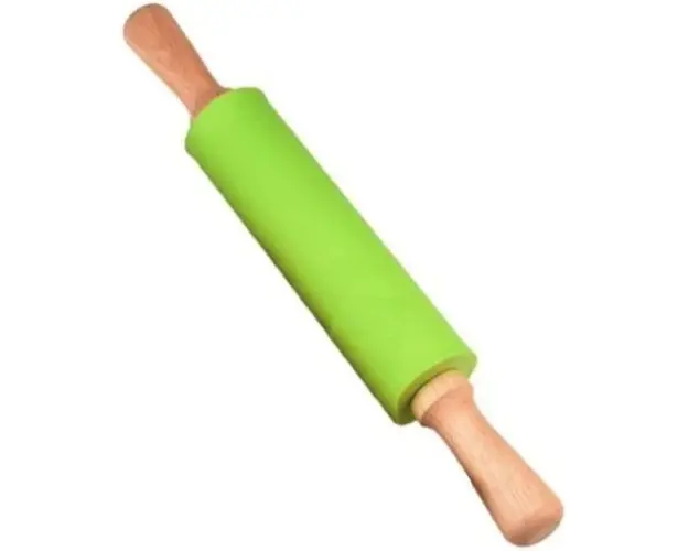 Sucitor rotativ din silicon cu manere de lemn, 38cm