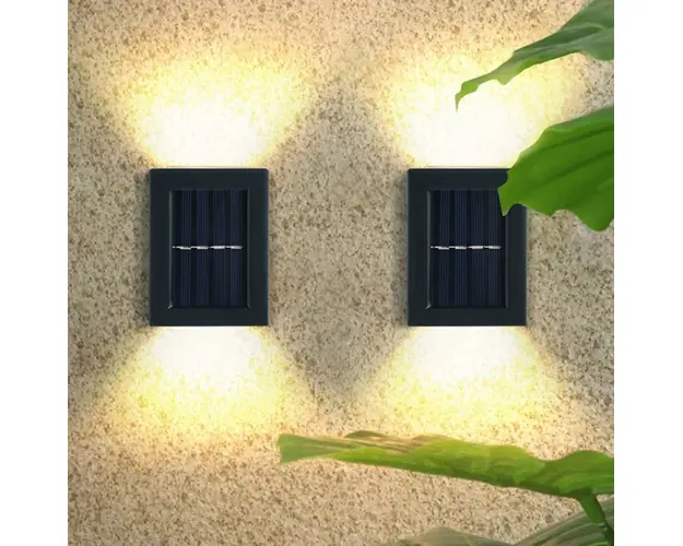 Set 2 lampi solare pentru perete exterior, iluminare sus-jos, lumina calda