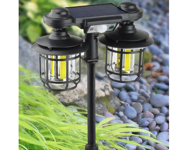 Felinar solar dublu, 192 LED, cu senzor miscare, telecomanda si suport, 30W