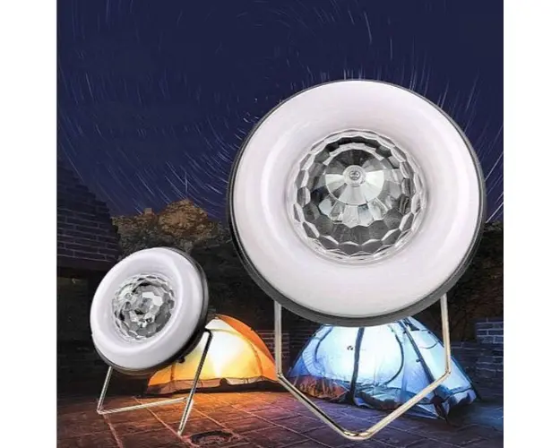 Lampa cu Incarcare solara si la usb cu led-uri luminoase si glob rotativ disco