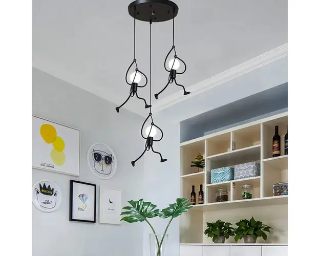 Lampa metalica retro industriala tip humanoid, soclu E27, diverse modele