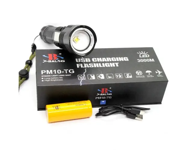 Lanterna profesionala Laser LED 10W 3000 lm, reincarcabila, focalizare Zoom, incarcare la USB, PM10-TG
